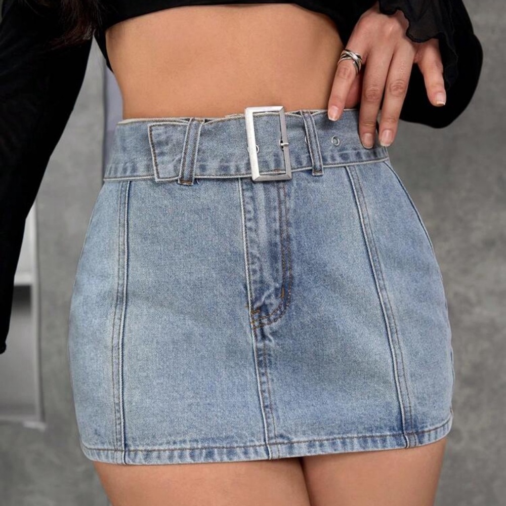 Simple Denim A-Line Skirt, Casual Daily Wear